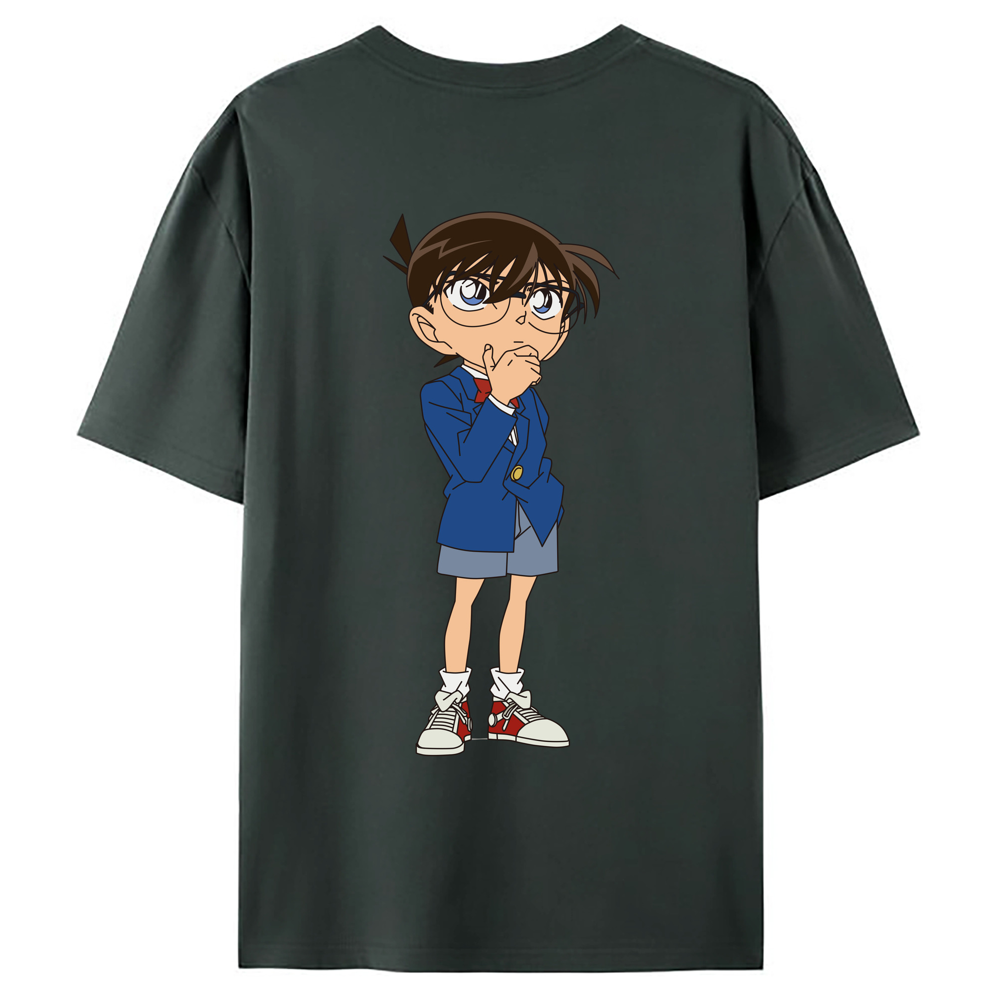 （画像用） 名探偵コナン 江戸川 コナン Detective Conan Conan Edogawa 綿100％ メンズ半袖Tシャツ（バックプリント） 通気性